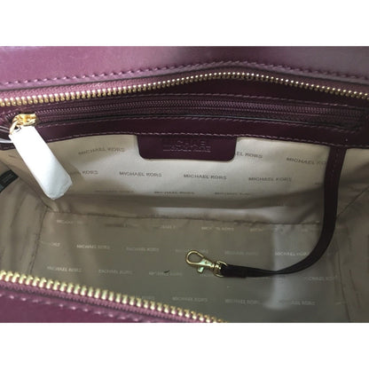 MICHAEL KORS, Diamond Grommet Selma Satchel, Plum/Gold, Leather