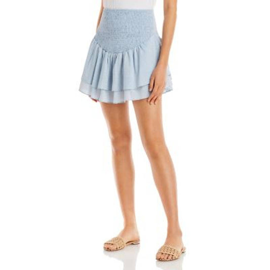 Lost + Wander Ladies Blue Lagoon Smocked Waist Mini Skirt, NWT!