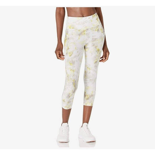 Calvin Klein Womens Enlighten Daffodil Printed Cropped Leggings