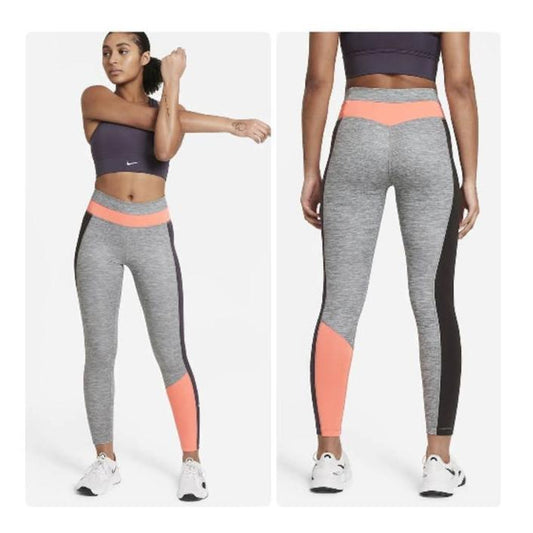 Nike Colorblocked Tight Fit Leggings Smoke Grey Mango, NWT