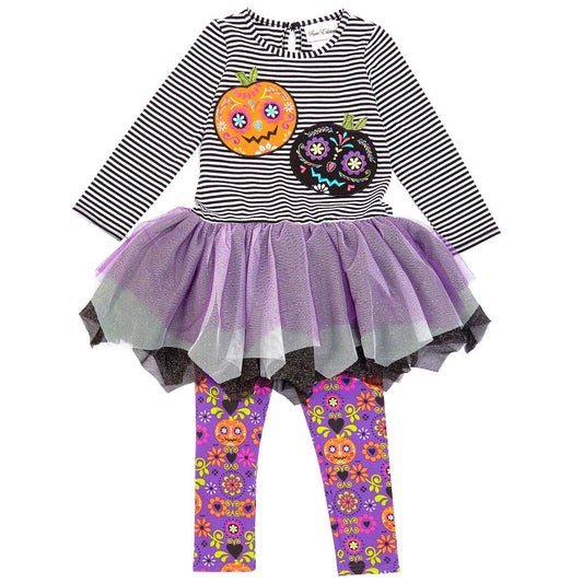 Rare Editions Girls Sugar Skull Pumpkins Tutu Dress & Leggings Set 6X, NWT