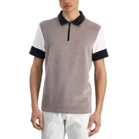 ALFANI Men's Colorblocked Wall Street Gray & Black Polo Shirt, Size Small, NWT!