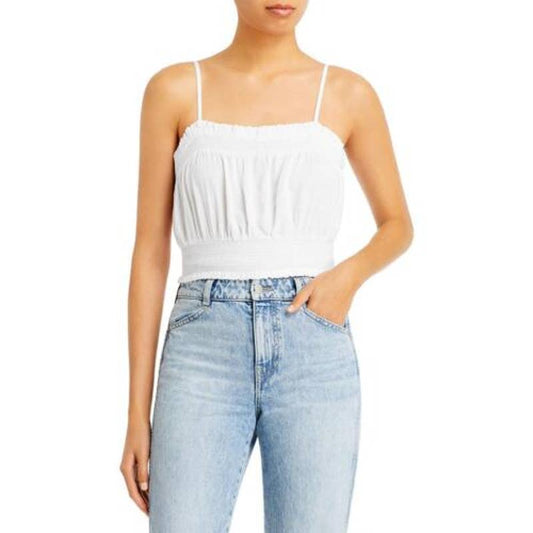 AQUA Ladies White "Brooke" Rouched Crop Top, NWT!