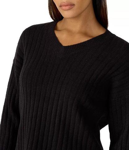 Sanctuary Ribbed Knit Sweater In Black