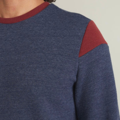 Marine Layer Respun Men's "Davis" Crew Sweatshirt, Navy Blue & Red