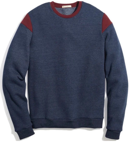 Marine Layer Respun Men's "Davis" Crew Sweatshirt, Navy Blue & Red