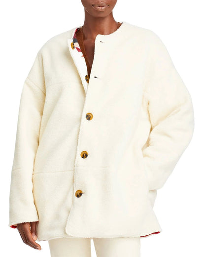 AQUA x PENDLETON LADIES IVORY COAT REVERSIBLE DROP SHOULDER