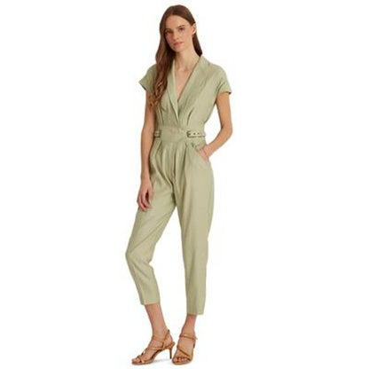 Lauren Ralph Lauren Ladies Ranch Sage Belted Linen Blend Jumpsuit