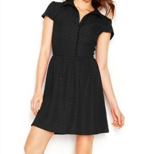 KENSIE WOMEN'S BUTTON FRONT DRESS, TEXTURED DOTS, LARGE, NWT