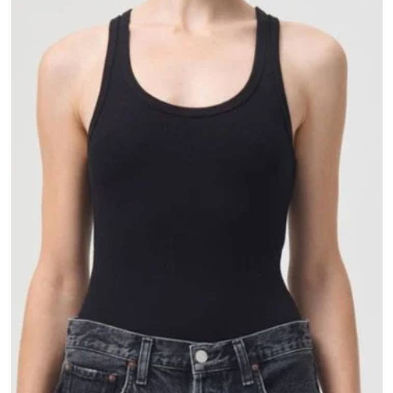 AGOLDE Ladies Black Ribbed Bodysuit