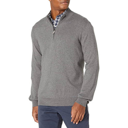 Vineyard Vines Men's Light Heather Gray "Thaxter" Quarter Zip Sweater