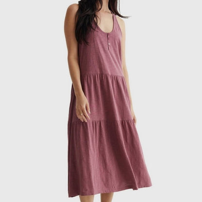 Lucky Brand Purple Mauve Smock Dress, Racerback, Maxi