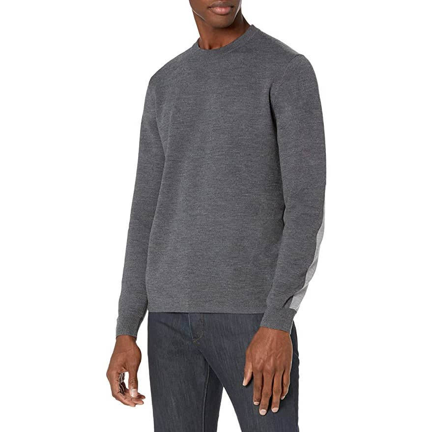 Theory Men's "Arnaud" Dark Heather Gray Regal Mock Neck Sweater, Size Medium