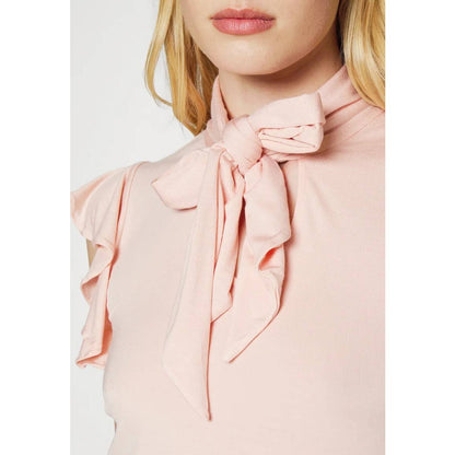 Lauren Ralph Lauren Ruffle-Sleeve Tie-Neck Top Pale Pink