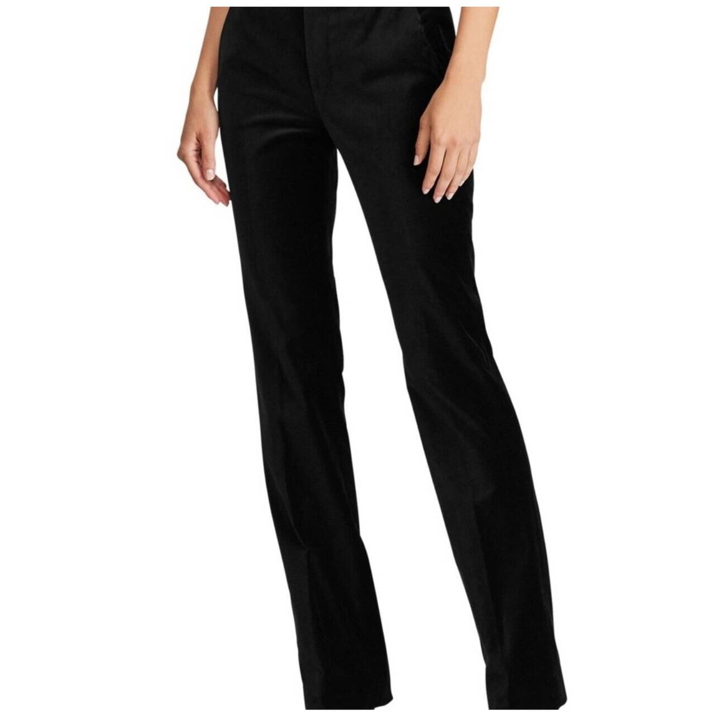 Ralph Lauren Black Velvet "Quartilla" Pants, Straight Leg, Size 2, NWT MSRP $145