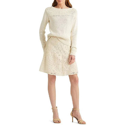 Lauren Ralph Lauren Patchwork Lace Skirt Mascarpone Cream