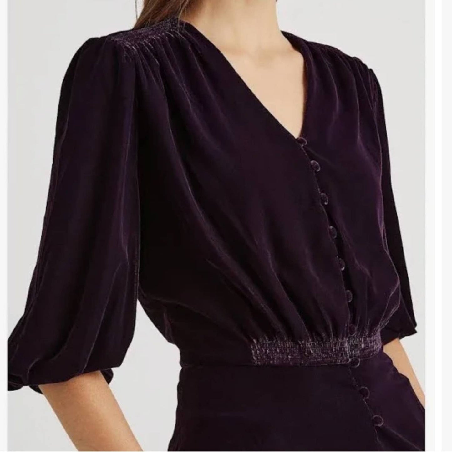 Lauren Ralph Lauren Deep Purple Velvet Peplum Blouse, Button Up, Size 6, NWT!!