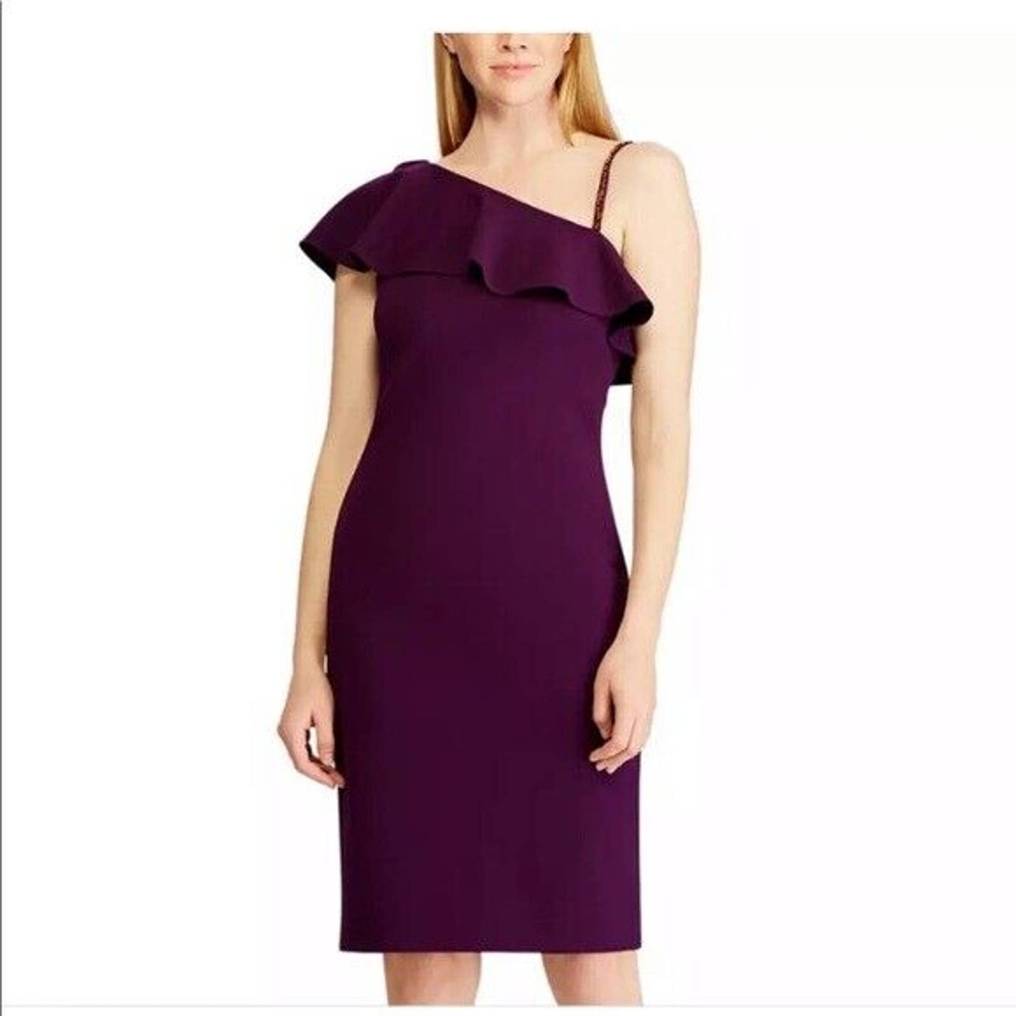 LAUREN RALPH LAUREN RETAH ASYEMETRICAL COCKTAIL DRESS, PURPLE SZ 12, NWT $175