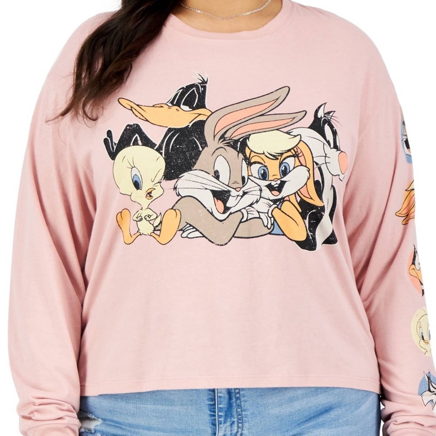 Looney Tunes x Love Tribe Pink Character Tee Shirt, Long Sleeve, NWT!!