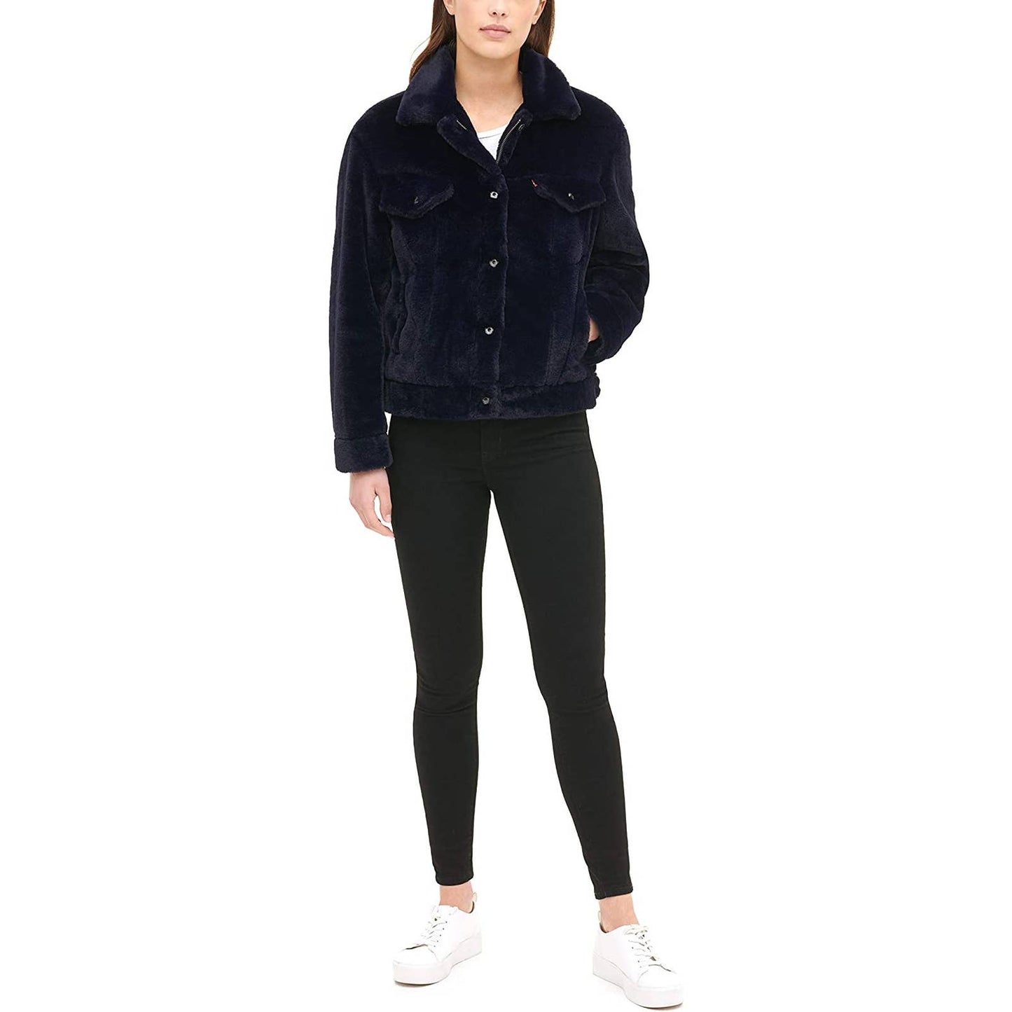 Levi's Women's Ultra Soft Faux Fur Trucker Jacket Midnight Blue