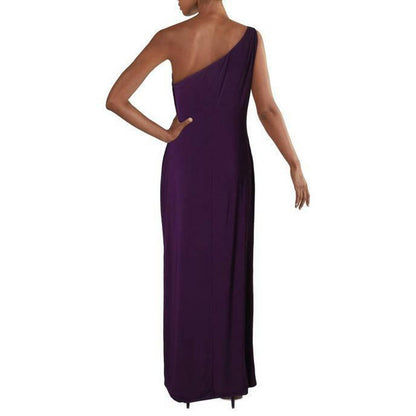 LAUREN RALPH LAUREN BELINA ONE SHOULDER BALL GOWN DRESS PURPLE