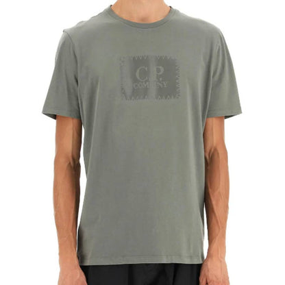 C.P. Company Men's "Moon Mist" Light Gray Signature Tee Shirt, Short Sleeve