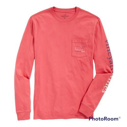 Vineyard Vines Men's Graphic Pocket Tee Shirt, Jetty Red, Signature Sleeve
