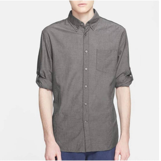 John Varvatos Men's Elephant Gray Button Down Shirt, Size XXL