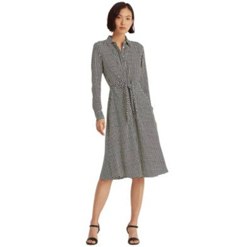 Lauren Ralph Lauren Women's Black & White Houndstooth "Georgette" Shirtdress