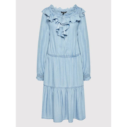 LAUREN RALPH LAUREN Ladies Ruffled Long-Sleeve Denim Dress