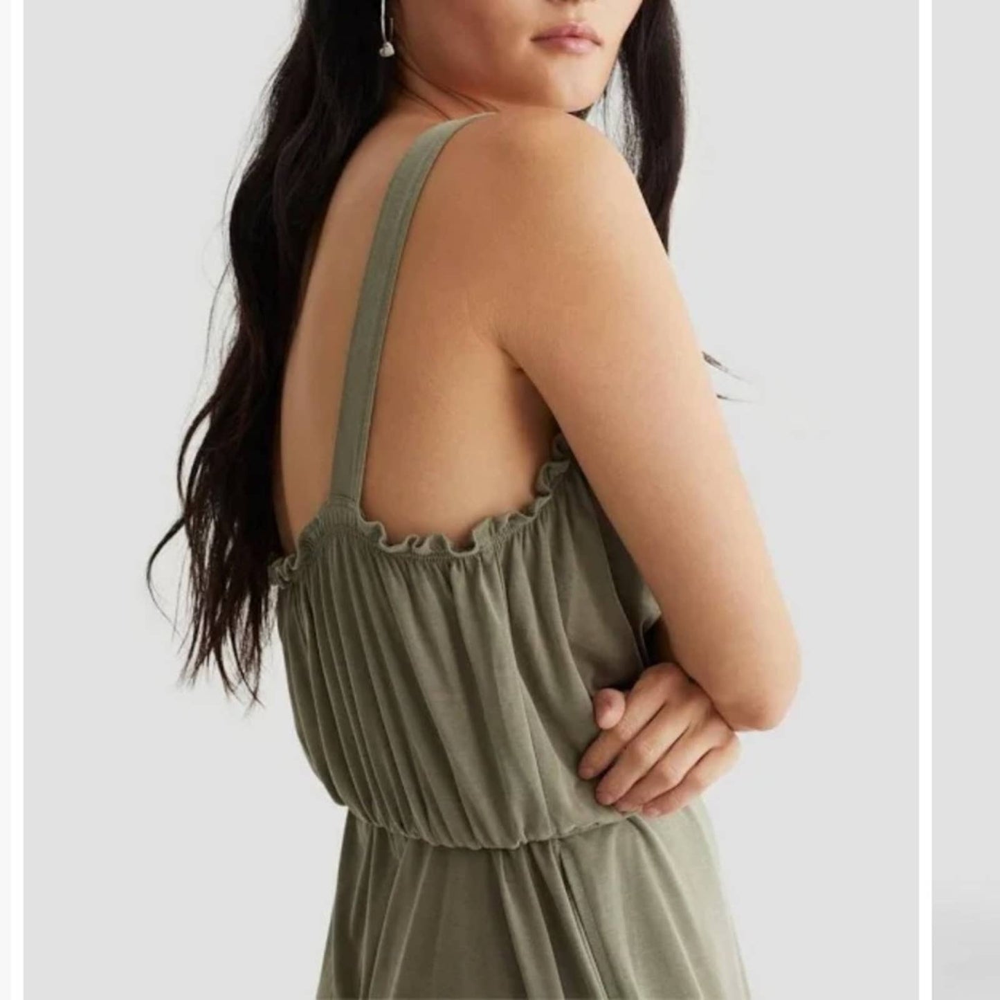 Lucky Brand Olive Green Jumpsuit w/ Ruffle Details, Pockets, Tank Top Straps NWT