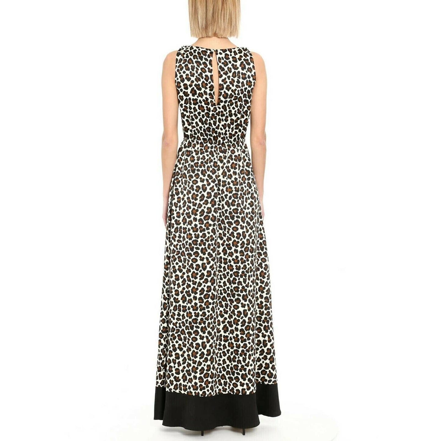 Michael Kors Women Embellished Leopard Print Maxi Dress, Caramel/Blk S NWT, $155