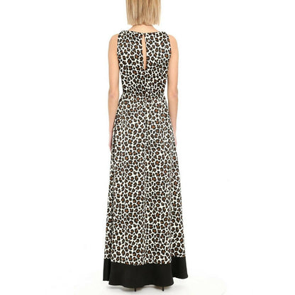 Michael Kors Women Embellished Leopard Print Maxi Dress, Caramel/Blk