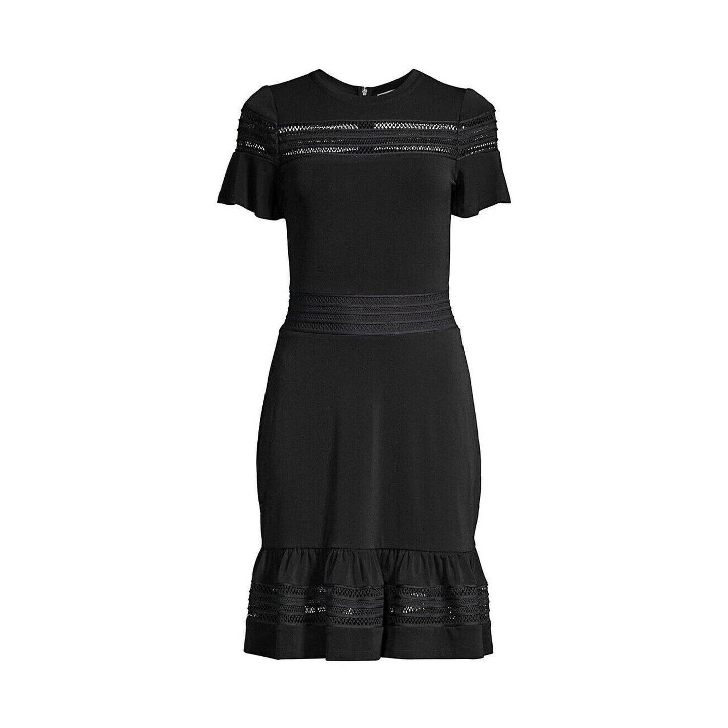 MICHAEL Michael Kors Mesh Mix Ruffle Dress, Black, PL, NWT