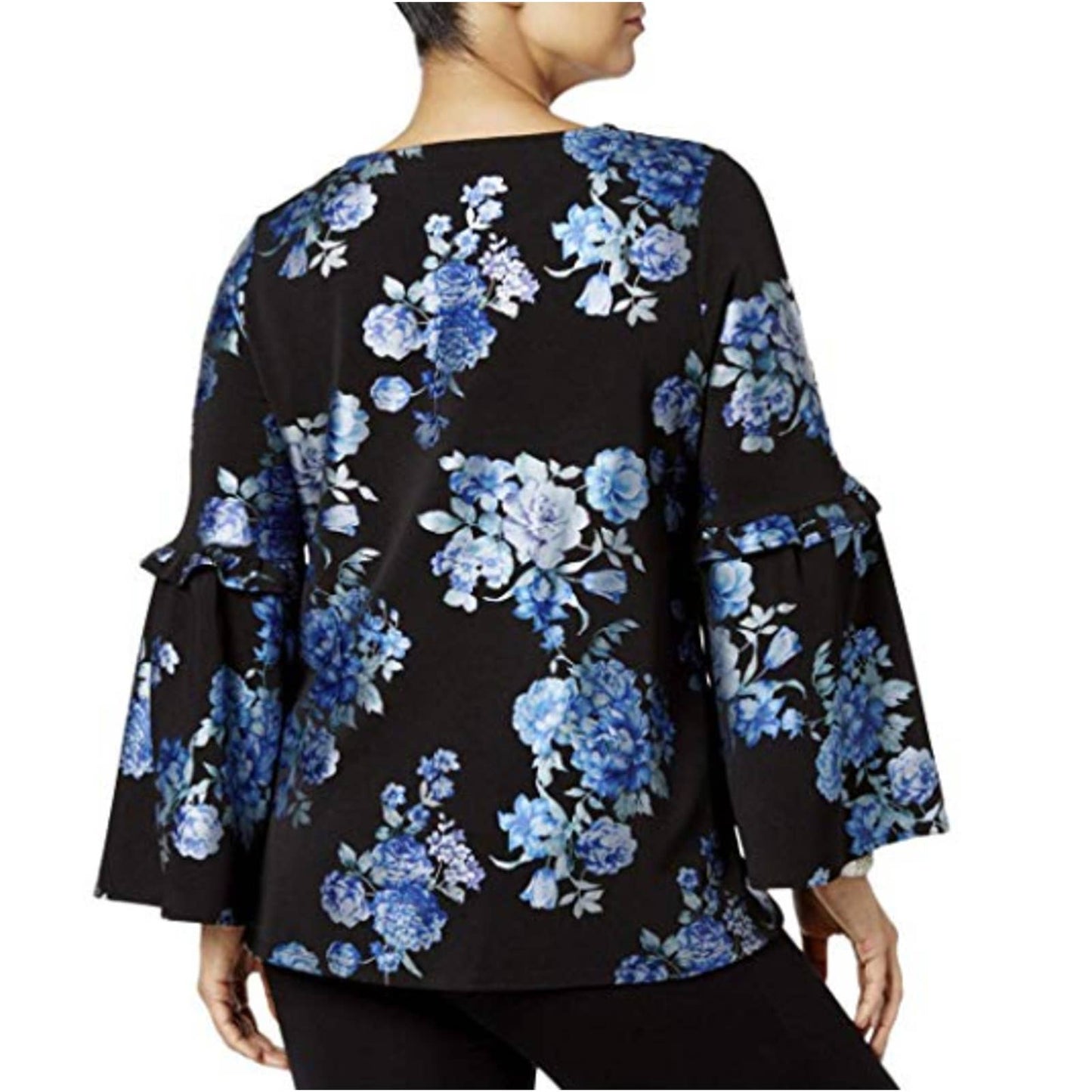 ALFANI, Ladies Black, Blue, & Teal Long Sleeve Garden Blouse, NWT, $79.50