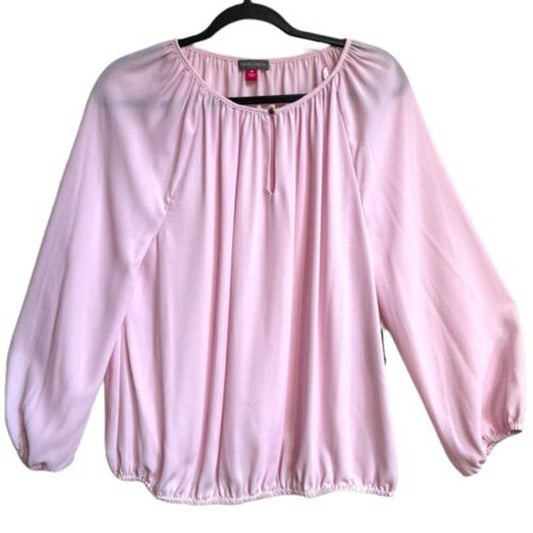Vince Camuto Women's Pale Pink Long Sleeve Blouse w/ Button Keyhole Accent, S