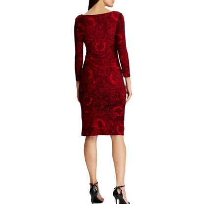 LAUREN RALPH LAUREN LADIES VICTORINA ABSTRACT PRINT JERSEY DRESS, RED