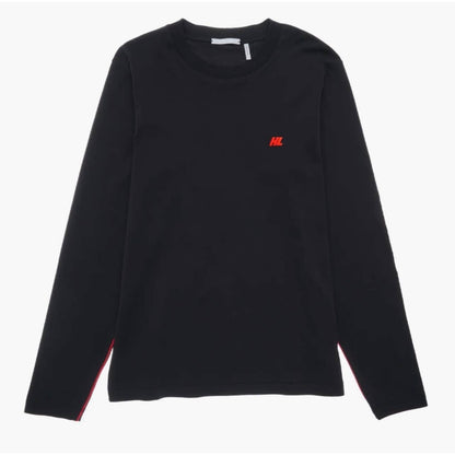 Helmut Lang Men's Black Long Sleeve Tee Shirt w/ Red Piping Accents