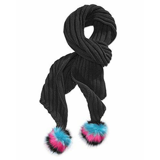 BETSEY JOHNSON TROLLS CABLE KNIT SCARF WITH POM POMS