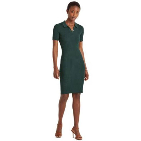 Lauren Ralph Lauren Women's Deep Pine Green Cable Knit Sweater Dress, Size XS