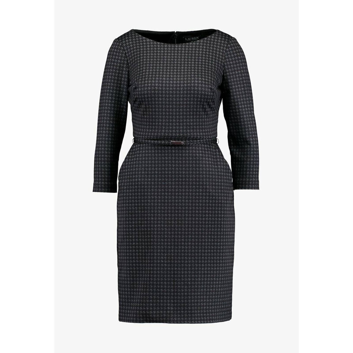 RALPH LAUREN ESHE 3/4 SLEEVE HOUNDTOOTH WINTER BELTED DRESS, 14P, NWT $145