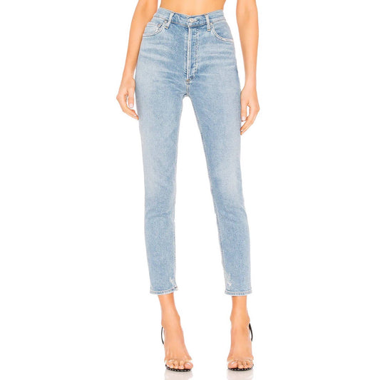 AGOLDE NICO HIGH RISE SLIM JEANS IN BLUE