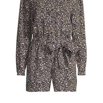 Michael Kors Black & Khaki Tan Long Sleeve Romper