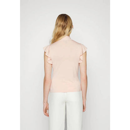 Lauren Ralph Lauren Ruffle-Sleeve Tie-Neck Top Pale Pink