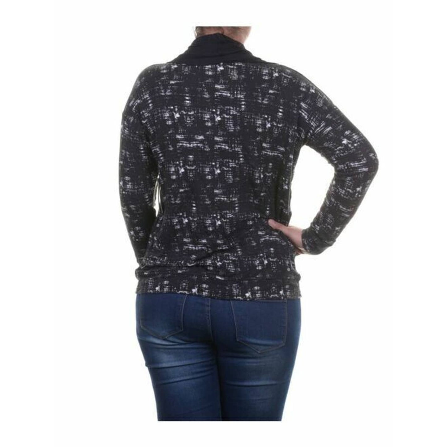 KENSIE Black/White, Long Sleeve/Cowl Neck/Printed Sweater Top, XS $79 NWT!