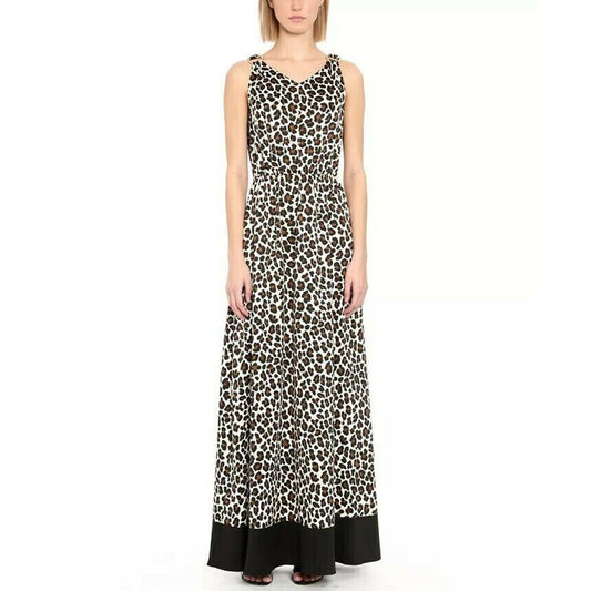 Michael Kors Women Embellished Leopard Print Maxi Dress, Caramel/Blk S NWT, $155