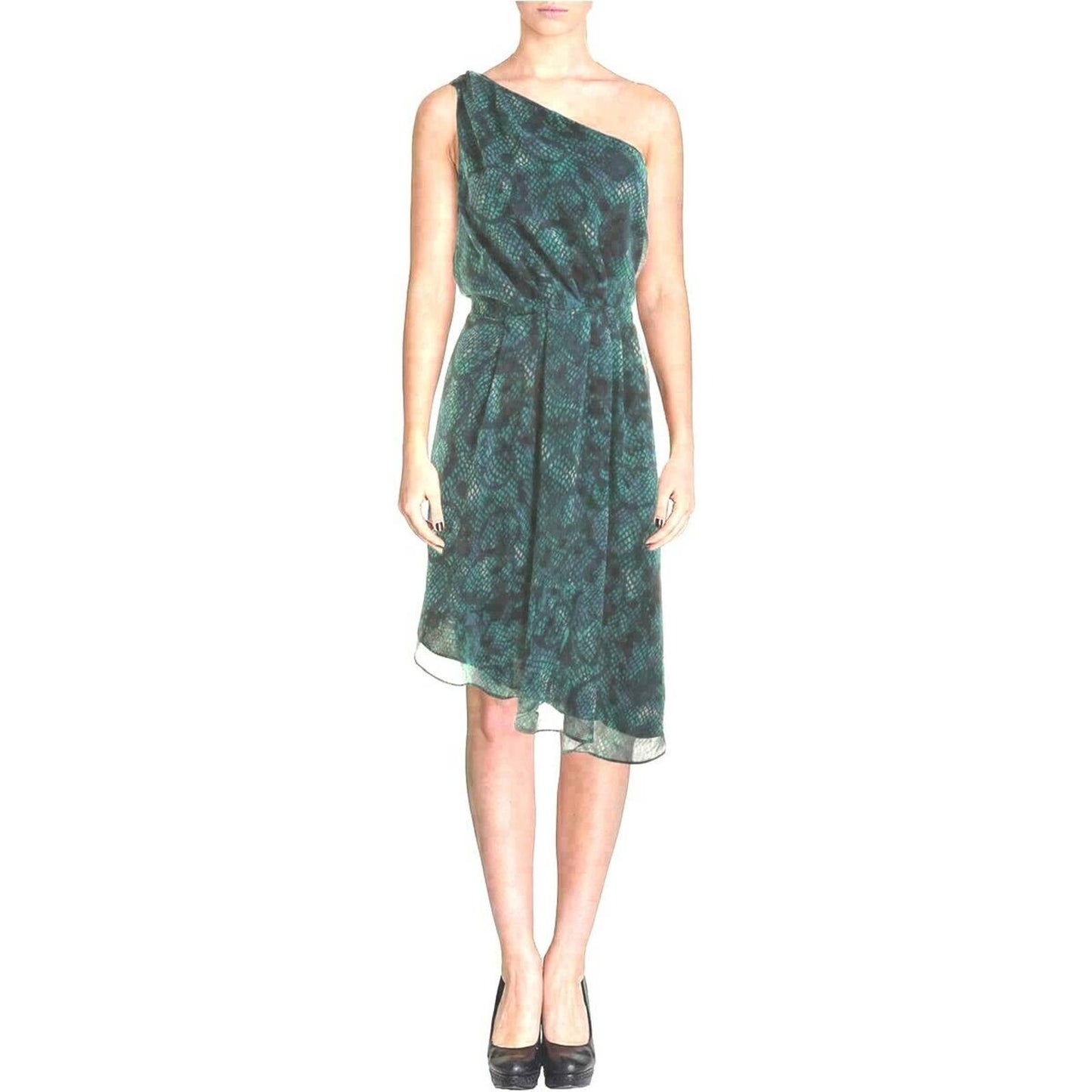 RACHEL ROY WOMEN'S SNAKE PRINT ONE SHOULDER DRESS, TEAL, SZ 10, NWT