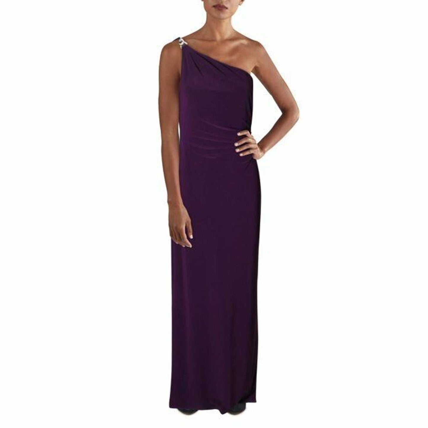 LAUREN RALPH LAUREN BELINA ONE SHOULDER BALL GOWN DRESS PURPLE SZ 8 NWT $190