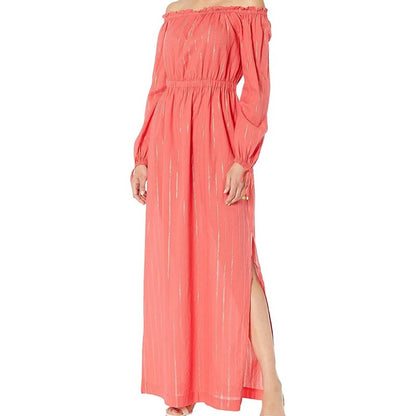 Michael Kors Sangria Pink Panel Dress w/ Gold Glitter Accents, Off-the-Shoulder!