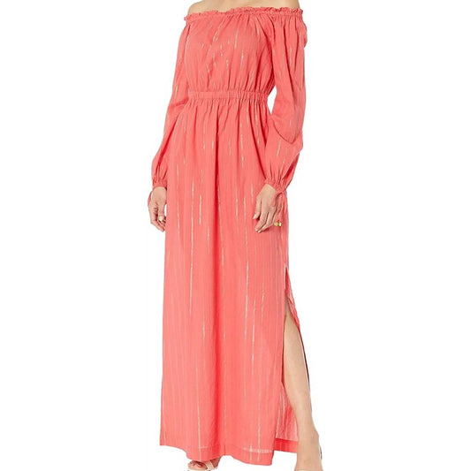 Michael Kors Sangria Pink Panel Dress w/ Gold Glitter Accents, Off-the-Shoulder!